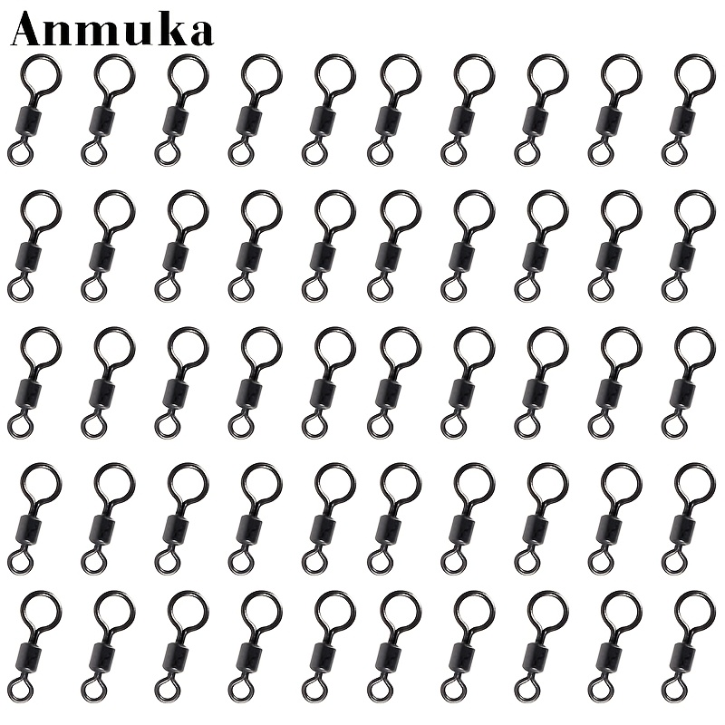 

Anmuka 50pcs Stainless Steel Fishing Swivels, European And O-ring Connectors, Carp Fishing Rig Accessories, Loop With Small