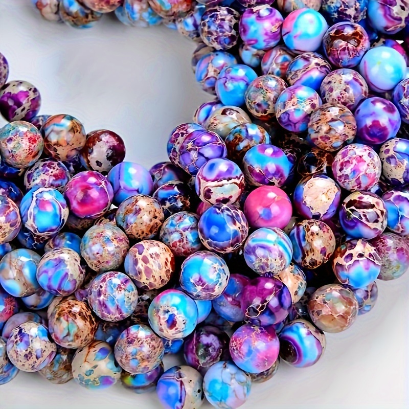 

Natural Stone Galaxy Purple Sea Sediment Imperial Jasper Loose Beads For Jewelry Making Diy Bracelet Necklace