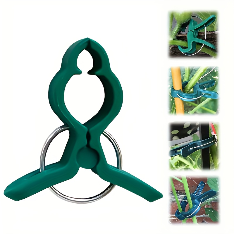 

50-piece Green Plastic Plant Support Clips - Durable & Adjustable Garden Clips For Secure Vine Attachment, Ideal For Tomatoes & Other Climbing Plants