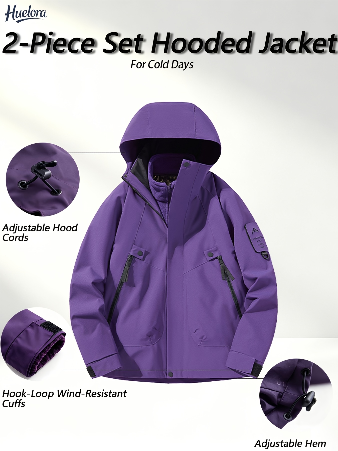 Men's 3-in-1 Jacket, High-End Solid Color Detachable Liner Set