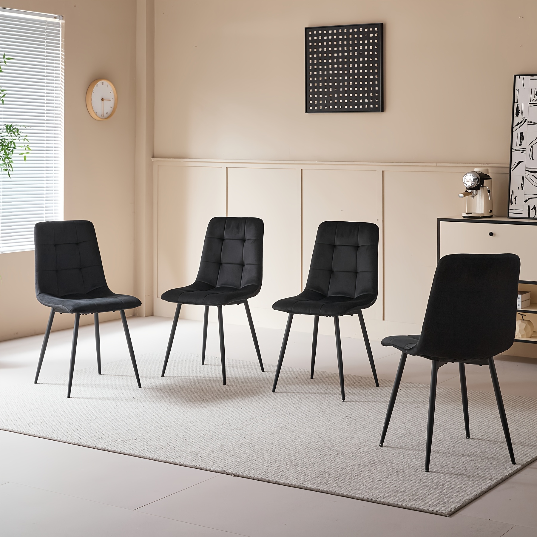 Egoonm Set Of 4 Nordic Style Velvet Dining Chairs, Upholstered Kitchen Chairs With Cross Metal Legs, Modern Accent Chairs For Kitchen, Dining Room, Living Room