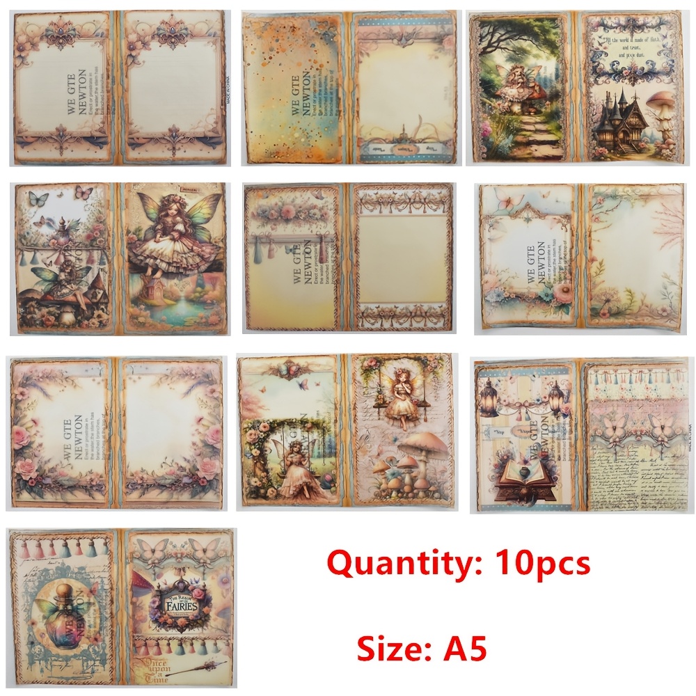 Image of 10pcs A5 Fairy Series Translucent Craft Paper, Tissue Paper For Scrapbooking, Card Making, Diy Cutting, Journaling, Photo Albums, School Crafts, And Diy Stationery Decoration