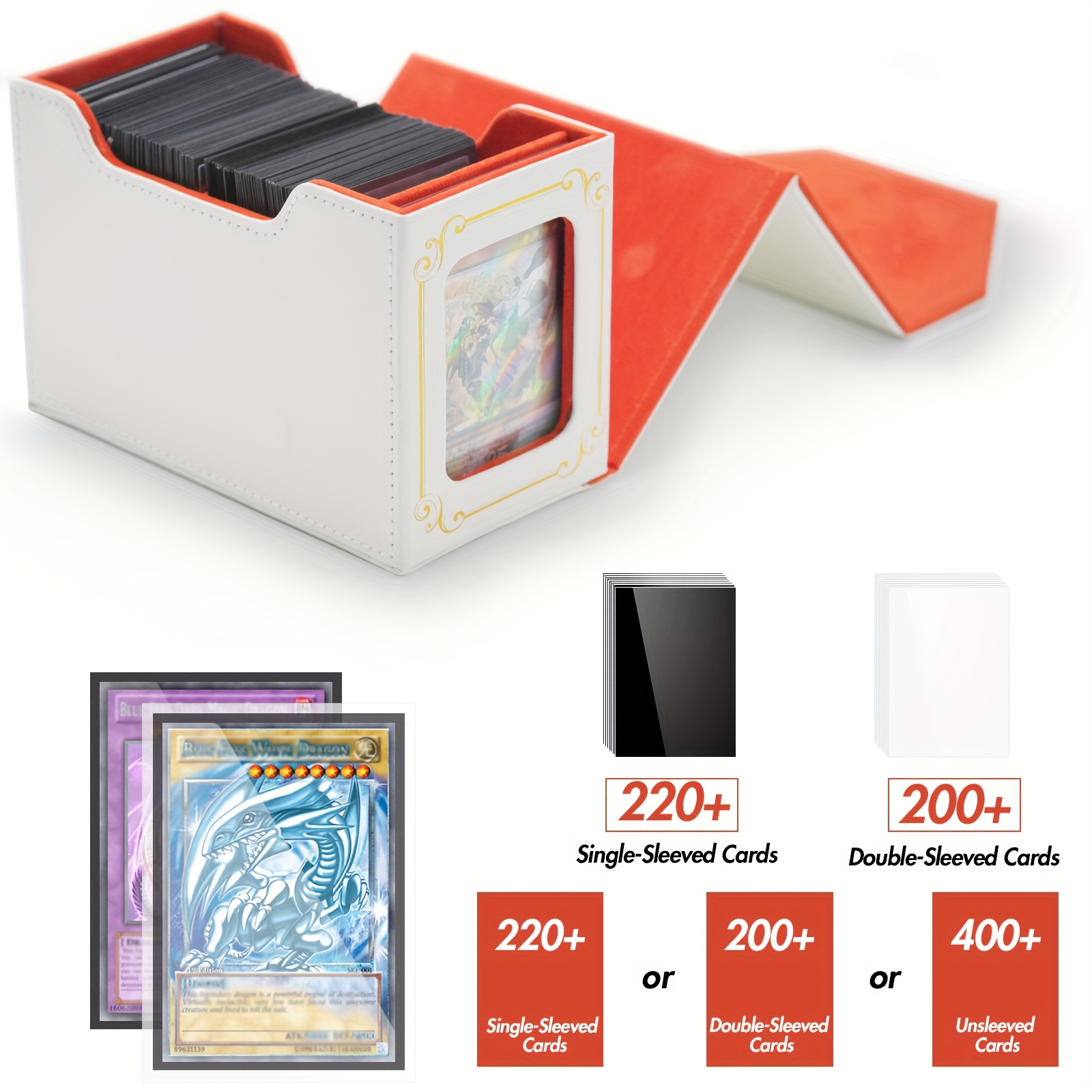 deck box yugioh cards Amazon.com: UAONO Card Deck Box for Yugioh MTG, 100+ Deck Case with 2  Dividers, PU Leather Storage Box, Compatible with Collectible Trading Cards  (Black & Red, Sky Dragon) : Toys & Games