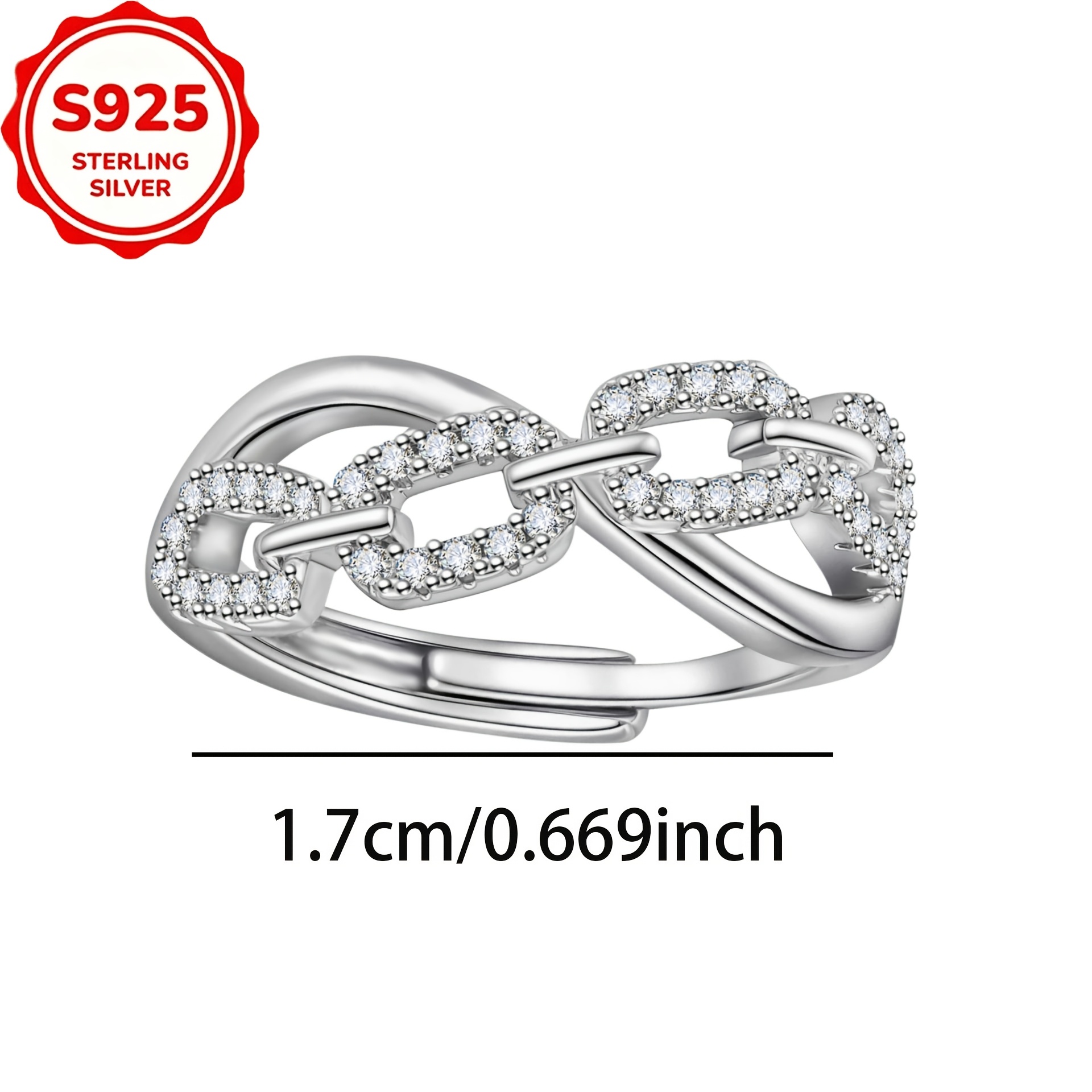 Women's Adjustable S925 Silver Interlocking Cross Ring