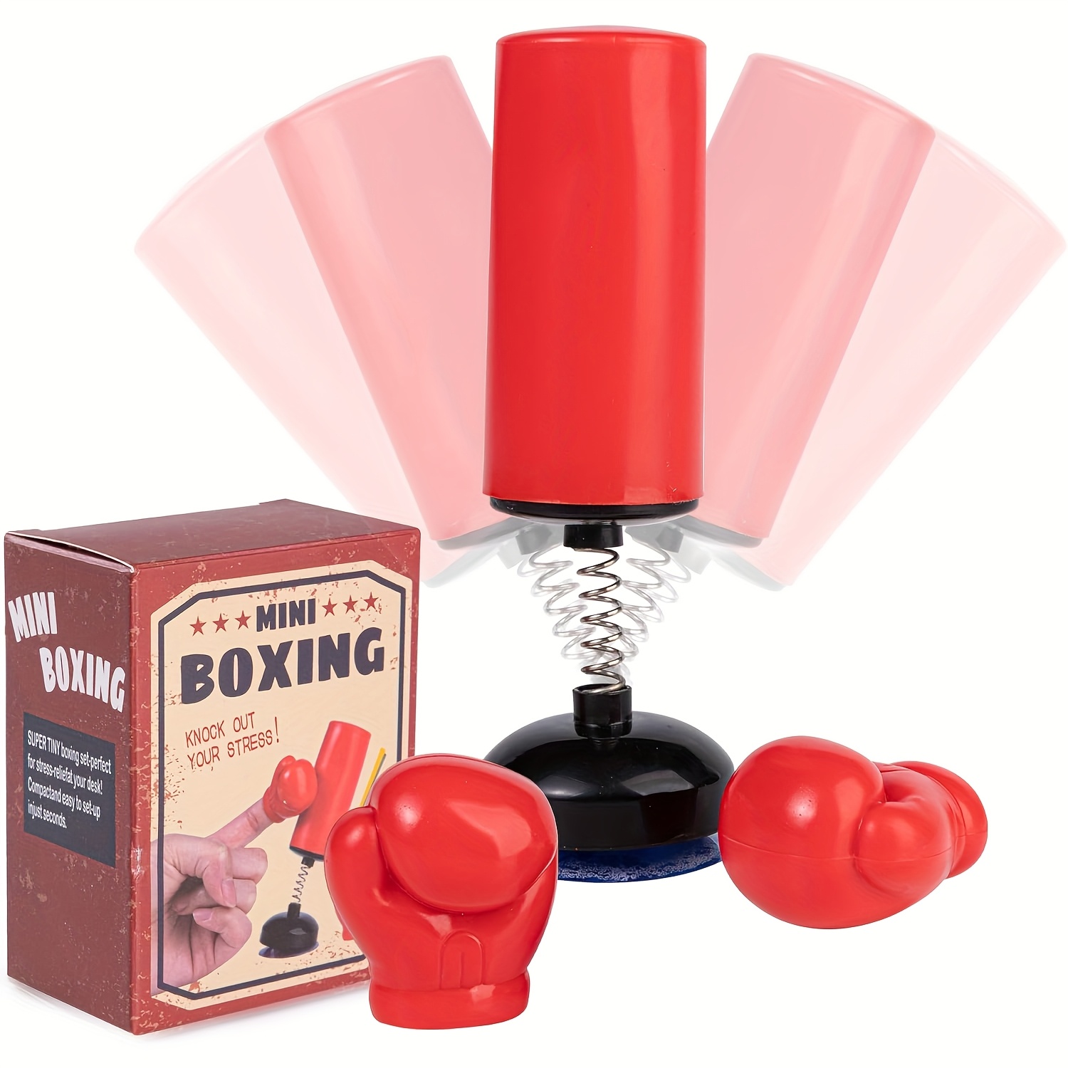 E-shop Mini-Boxsatz für den Schreibtisch, Fingerspitzen-Box-Entspannungswerkzeug, 3-teiliges Set inklusive 1 Mini-Boxsack 2 Boxhandschuhe, Spaß für
