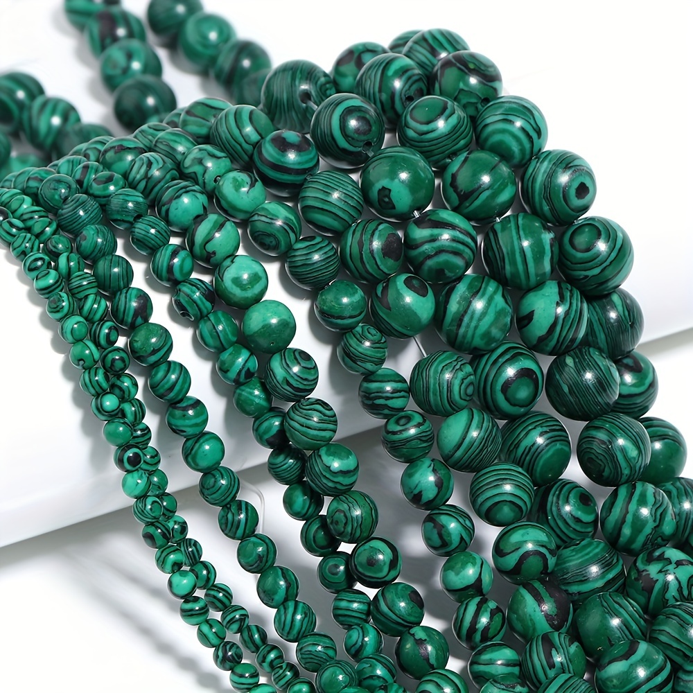 

1string 4/6/8/10mm Natural Stone Malachite Stone Round Beads Genuine Loose Beads For Jewelry Making Bracelets Necklace Earrings Pendants Diy Crafting Needlework And Handmade Accessories Unique Pattern