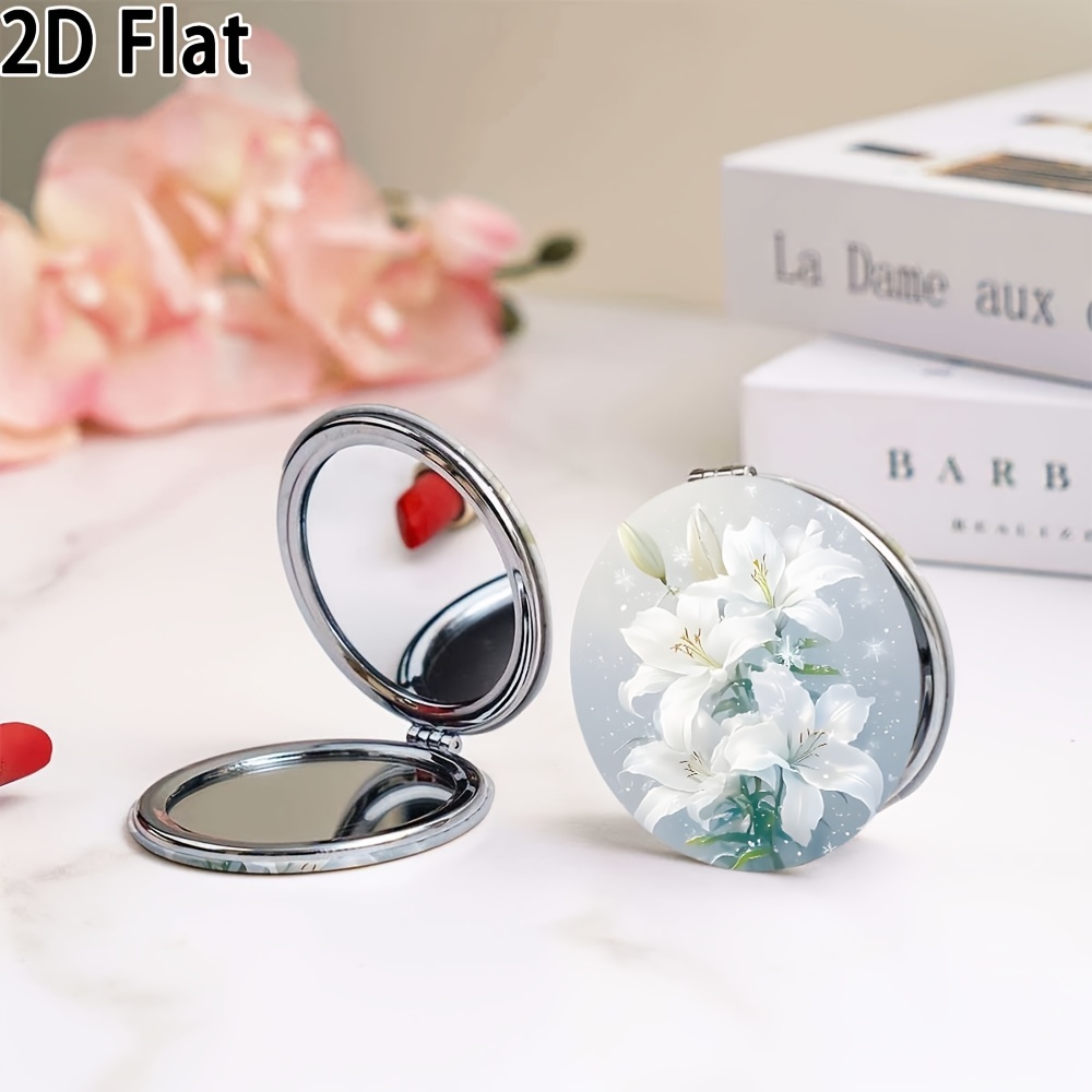 Exquisite Round Makeup Mirror with Snow White Lily Theme