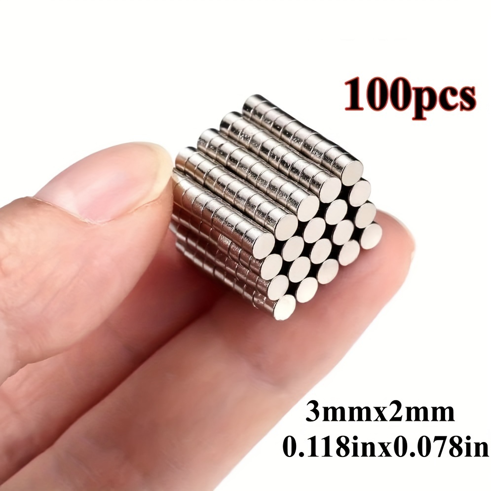 

100pcs Aimants 3x2mm Diamètre 3mmx2mm Aimants Ronds Aimants en 3*2mm Disque Magnétique N35