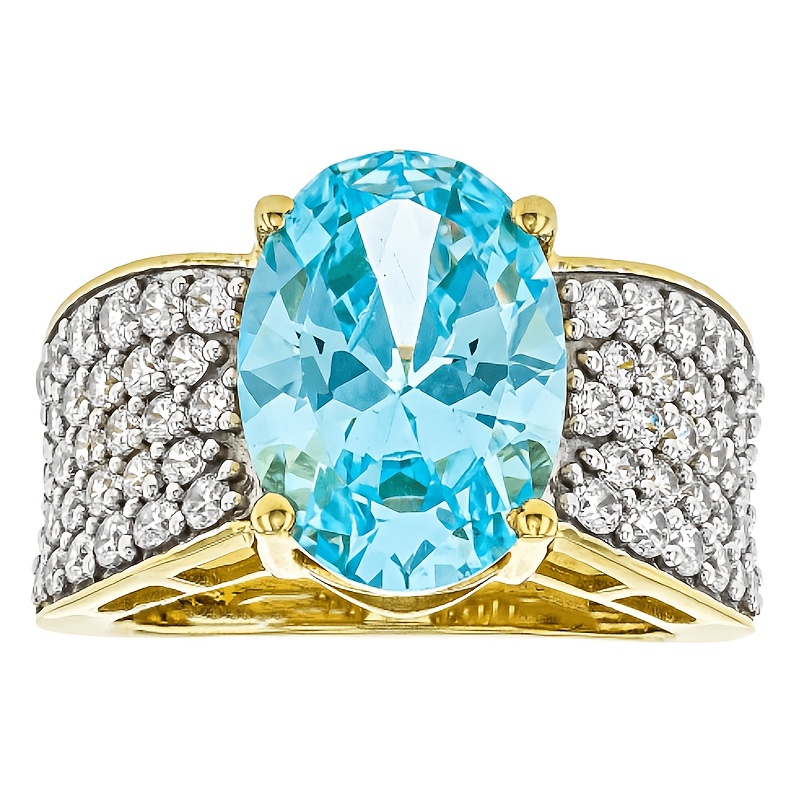 Luxurious Droplet-Shaped Blue and White Synthetic Zirconia Ring