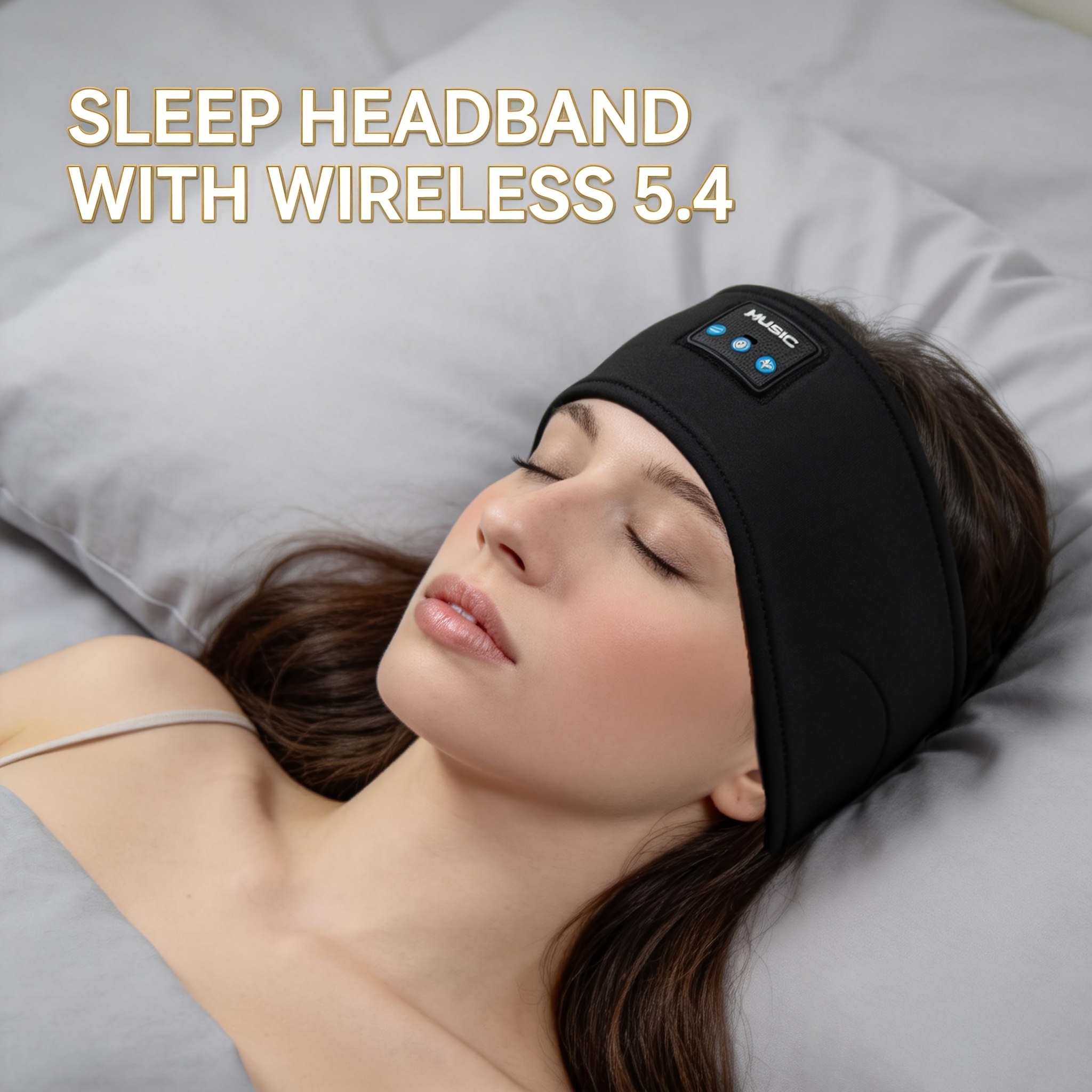 TEMU Bluetooth 5. 4 Sleep Headphones With Headband, 10-hour , Hd Stereo Speakers, Ultra-thin Design For Side Sleepers, Wireless Sports Earbuds