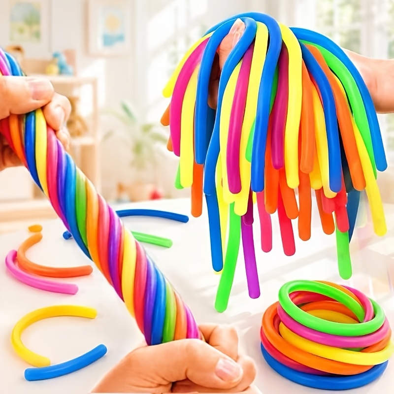 TEMU 45/50pcs Stretchy Mini Noodle Rope Sensory Toys, Children's Stretchy Decompression Ropes, Stretchy Noodle Fidget Toys, Bulk Party Favors,