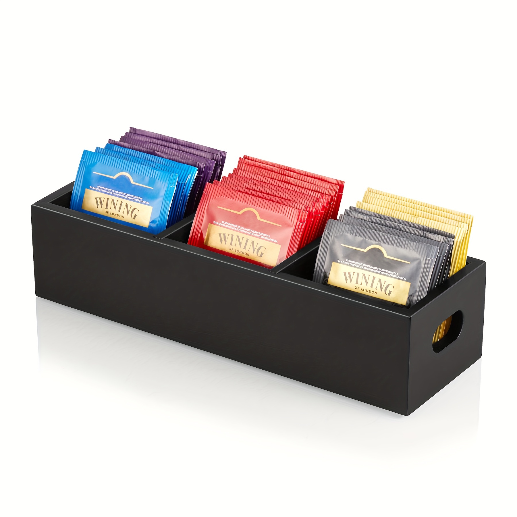 

Wooden Organizer 3 Compartments - Non-waterproof Rectangular Storage Box For Countertop, & Tea , No Supply Needed, Storage For Organizing