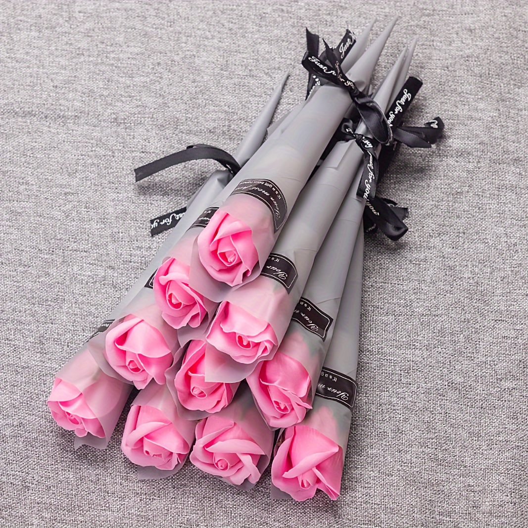 

10pcs, Romantic Rose Single Bouquet Teacher's Day Valentine's Day To Send Girlfriend White Flower Couple Bouquet