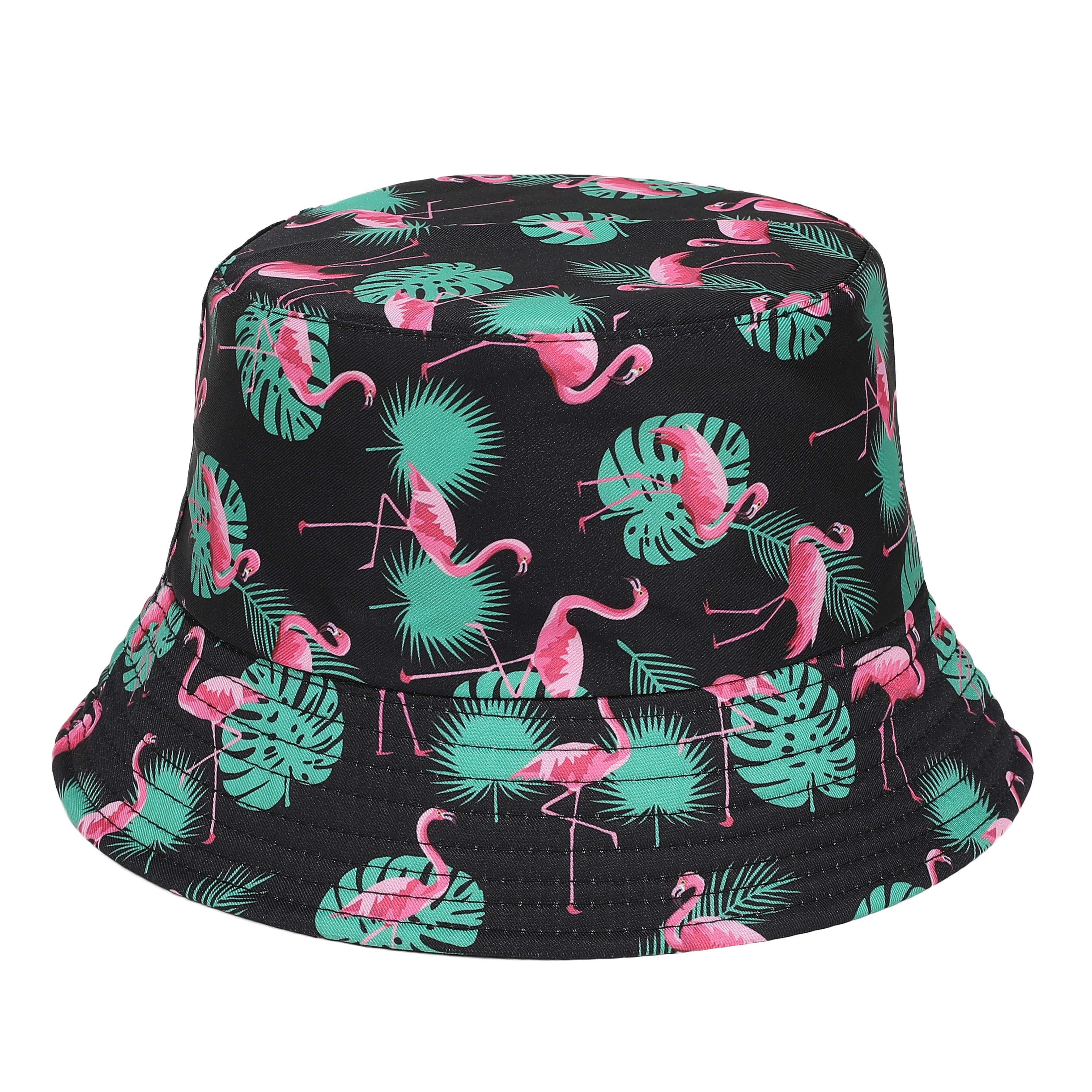 

Fashionable Bucket Hat With Flamingo Print, Unisex Graffiti Fisherman Cap, Polyester Woven Non-stretch Fabric, Spring/summer Season - Pack Of 1