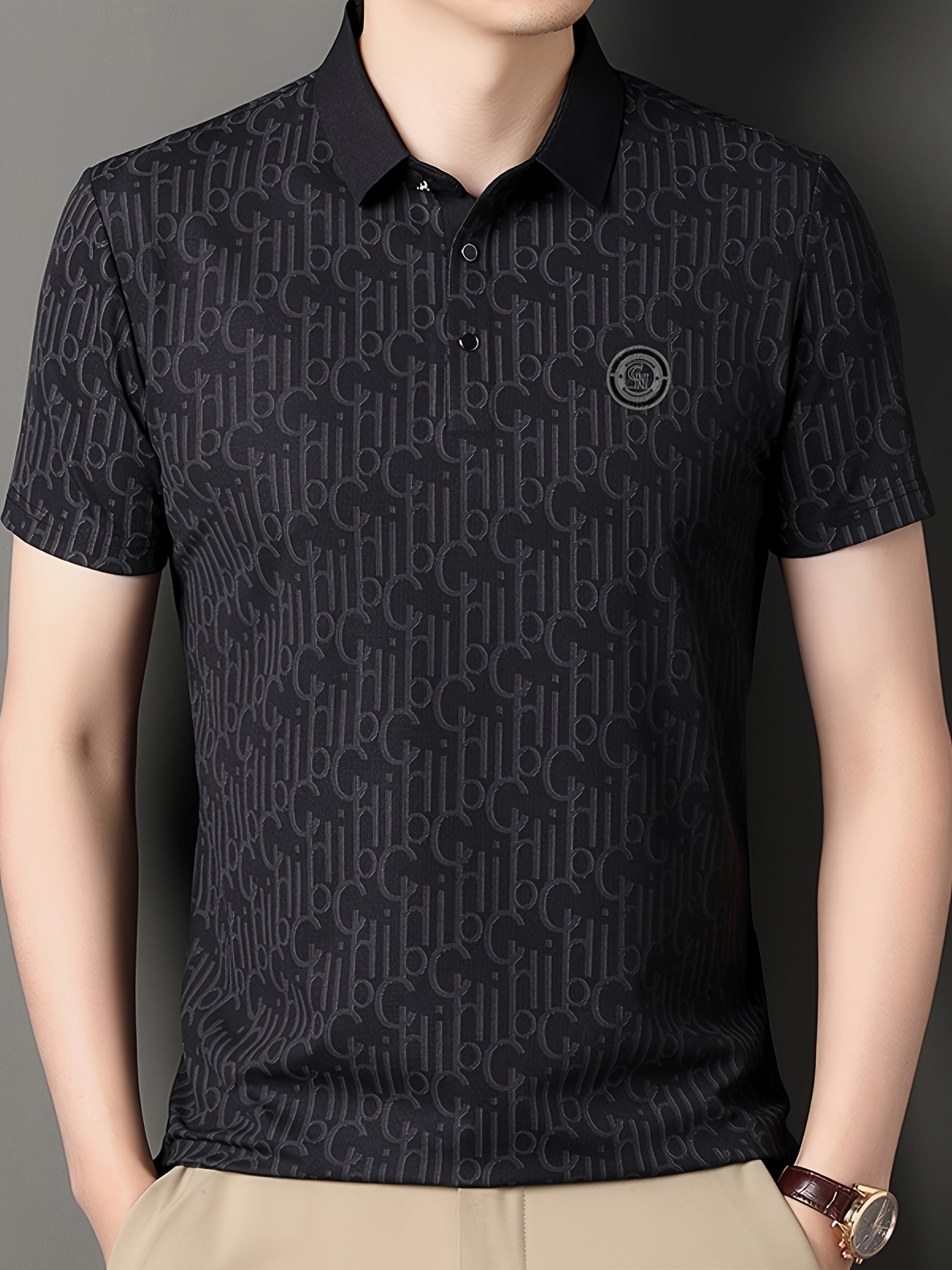 ανδρικό κομψό t-shirt με γράμματα για γκολφ, κοντομάνικο μπλουζάκι για το καλοκαίρι, casual μοντέρνο τοπ για άνδρες, ρούχα για επαγγελματικές και ελεύθερες ώρες Στοιχεία είδους 2