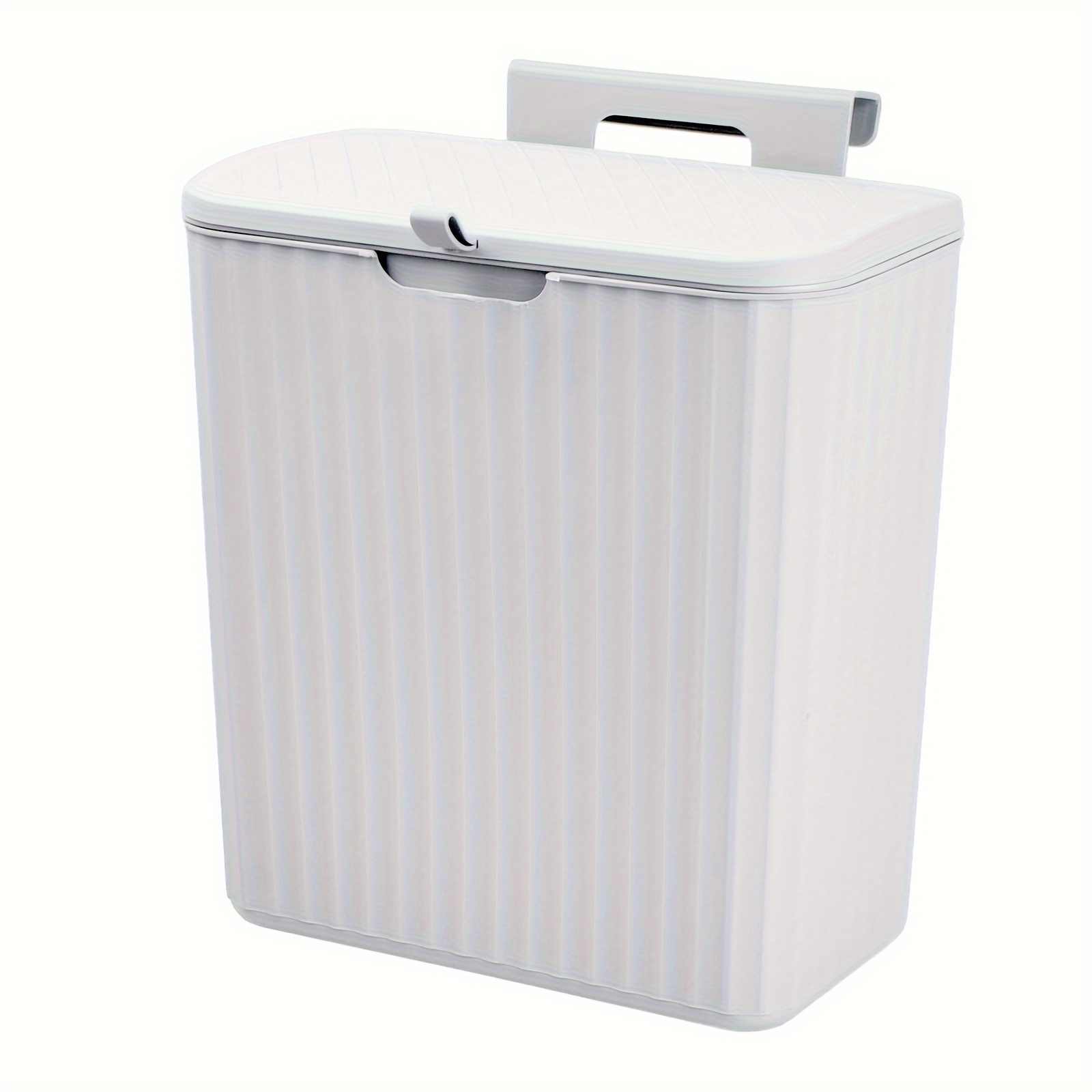 SUBEKYU Pequeño cubo de basura colgante para cocina, mini cubo de basura  plegable para gabinete/coche/dormitorio/baño, plástico, gris, 2.4 galones