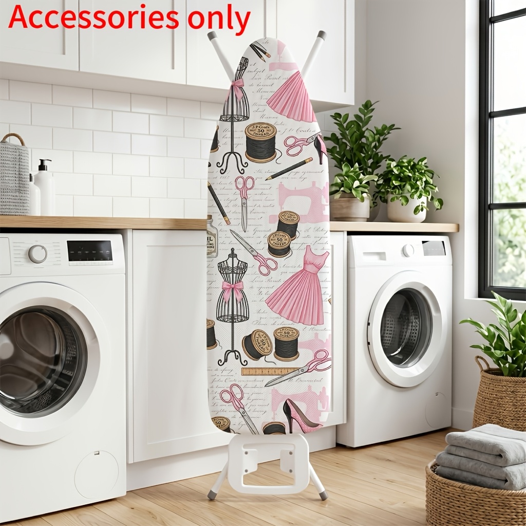 TEMU 1pc Studio Ironing Board Cover Fits Most Standard Ironing Boards, Features Mannequin Dress High Heels And Scissors, Washable, Suitable For Home