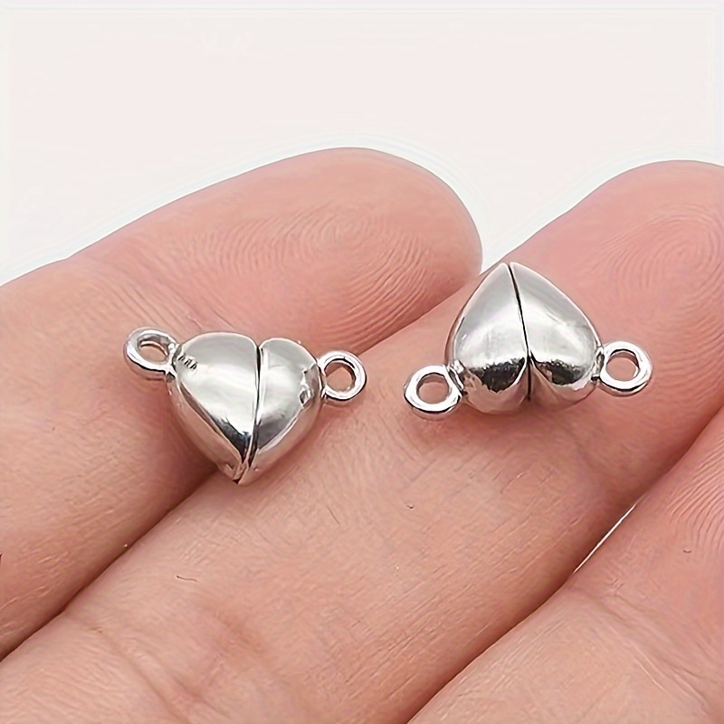 Image of 5pairs Heart-shaped Round Magnetic Snaps, Jewelry Pendant Suitable For Jewelry Making