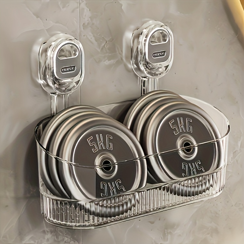 item picture bathtub storage rack transparent large capacity bathroom toy organizer large stainless steel wall mounted suction cup bracket hanging storage shelf no drilling required ideal for   cosmetics and toiletries durable plastic