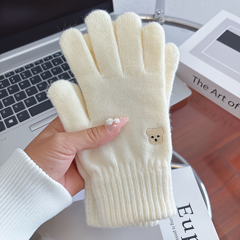 Cute Bear Gloves - Touchscreen Winter Gloves With Split Finger Design, Elastic Warm Unisex Gloves For , Options For Casual Outdoor Use, Touchscreen Friendly
