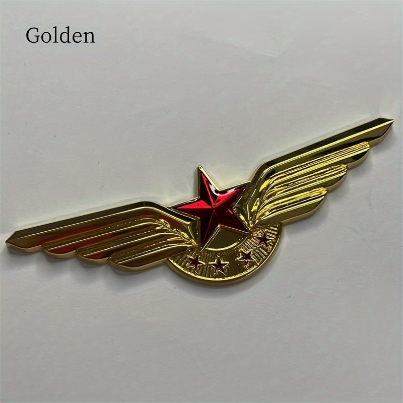 Image of 1pc, Unique Metal Sticker Badge, Civil Aviation Wing Metal Emblem, Aesthetically And Practical Trunk Badge - Fender Emblem - Side Panel Sticker