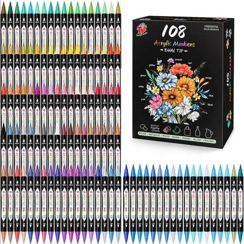 the best crafts dual tip acrylic paint markers waterproof non toxic suitable for paper pottery stones backpacks glass