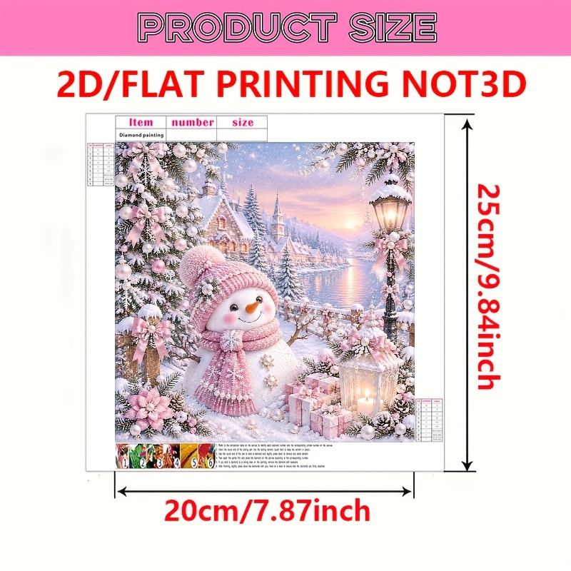 TEMU Kit de peinture perle 2D à impression plate, thème de Noël, motif de de neige , avec outil de perçage et sac de perles, ensemble complet