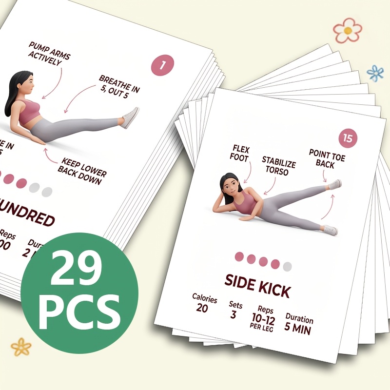 TEMU Cartes de la série Pilates Shaping - Ensemble complet d'entraînements pour le renforcement du tronc et la tonification à , développe des muscles
