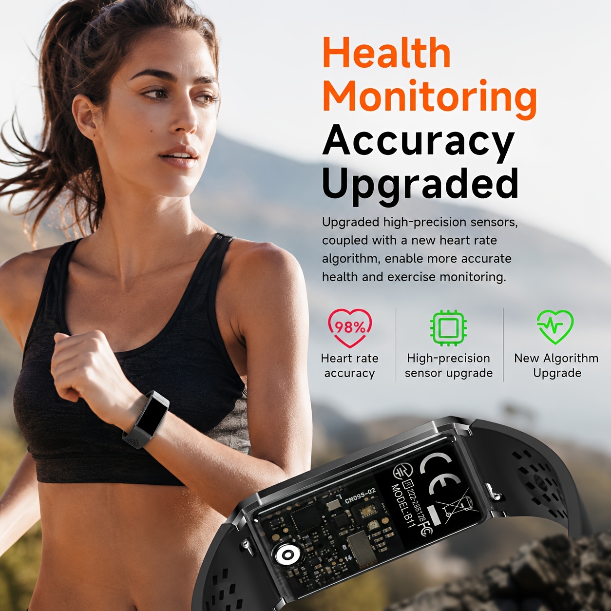 Strakke Zwarte Ultradunne Slimme Armband voor Mannen en Vrouwen, Smartwatch, Lichtgewicht Fitnesstracker voor Dagelijks Comfort, 10+ Dagen Batterijduur, Activiteiten-stappenteller met 24/7 Gezondheids- en Slaapmonitor, IPX8 Waterdicht Sporthorloge, Aanraakbediening, Cadeau