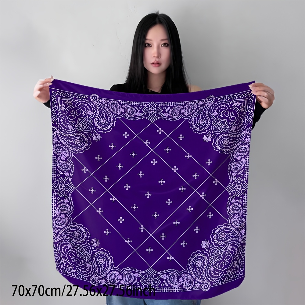 TEMU A Purple Checkered Patterned Scarf, Versatile For Women As A Headscarf, Shawl, Or Wrap, Suitable For Daily And Usable In , Available In Sizes