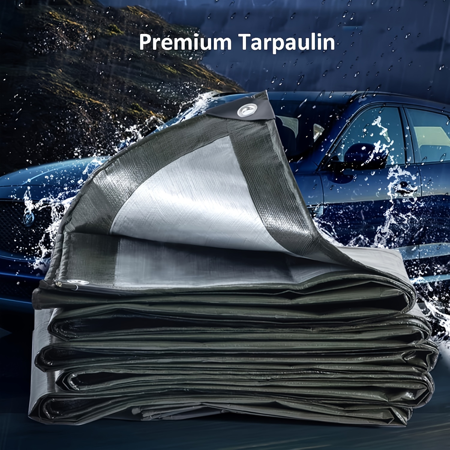 

Extra- Heavy-duty Pe Tarp - Waterproof & Sunshade Canvas For Cars, Home, Camping | Rain Protection Cover | Perfect Gift Idea, Best For Christmas