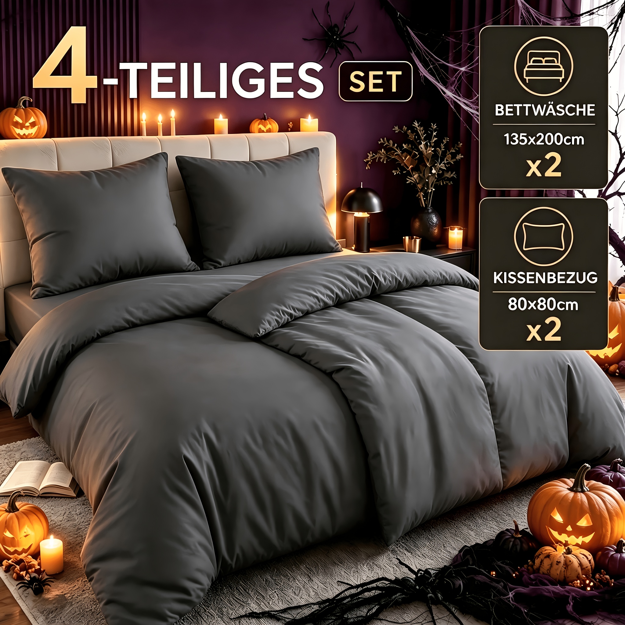4pcs Bedding, 135 X 200cm, Machine Washable. Includes 2 Duvet Covers (135 X 200cm) And 2 Pillowcases (80 X 80cm), Soft And Comfortable, Use