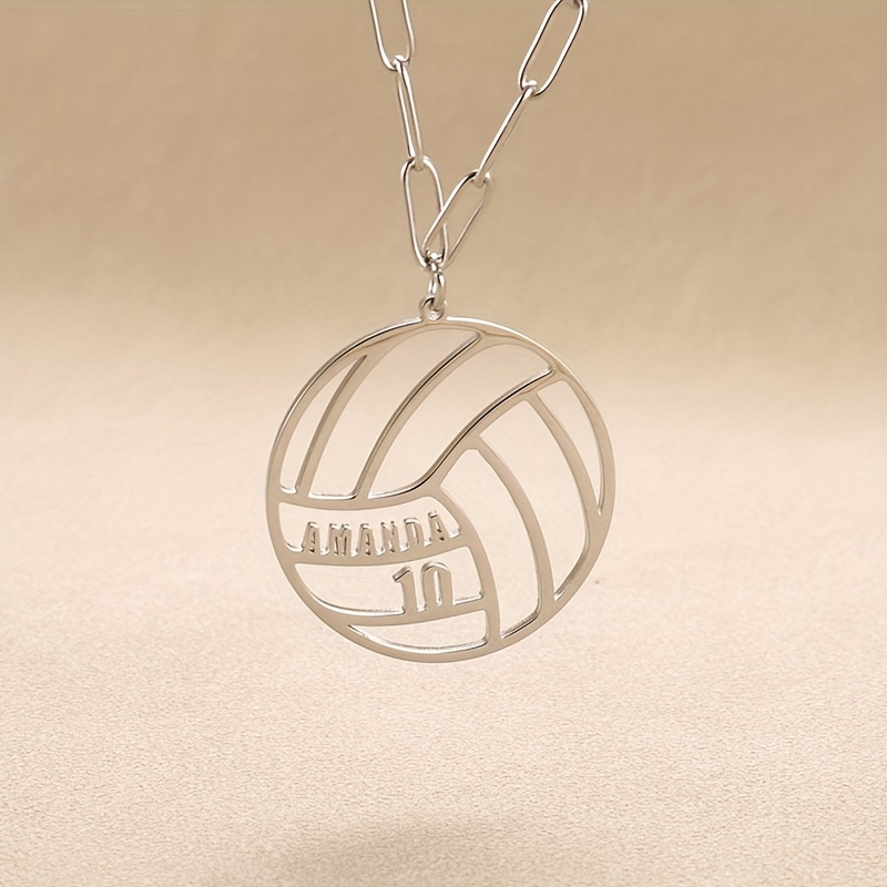 TEMU Collana personalizzata con numero e del , ciondolo sportivo da pallavolo personalizzato, regalo commemorativo a forma di stella per la laurea