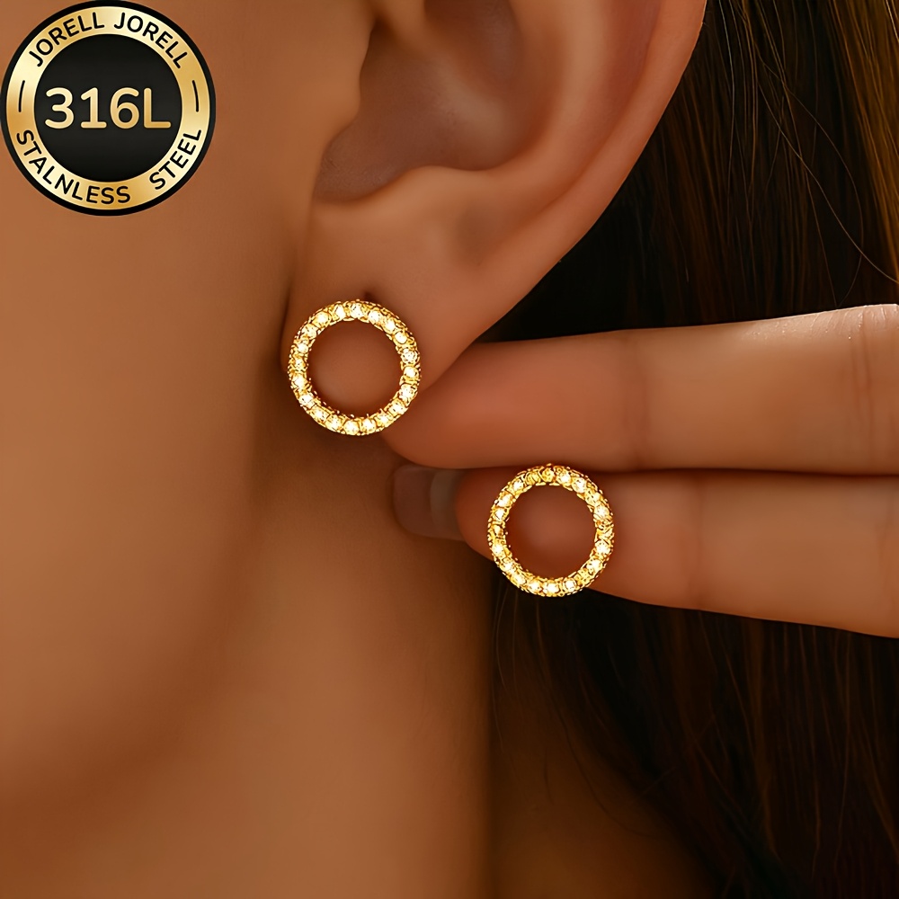 TEMU Pendientes de acero inoxidable dorado de calidad con aro, hipoalergénicos, resistentes al deslustre, y elegantes, aretes de moda para mujer