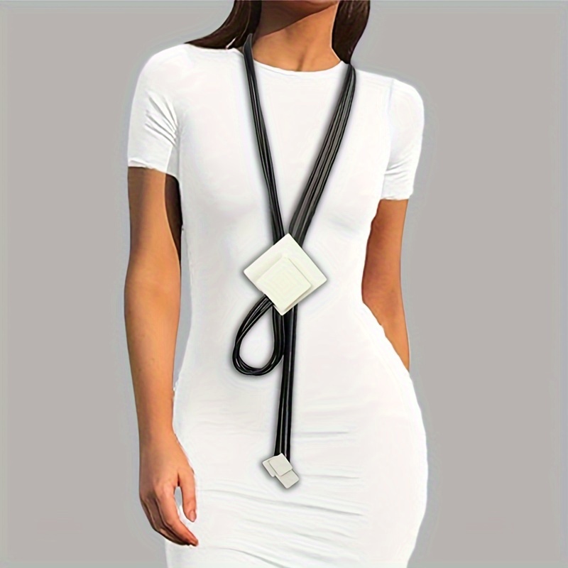 Image of Bohemian Style Pu Leather Choker Necklace With Tribal Pattern, Simple And For Everyday And Party Wear