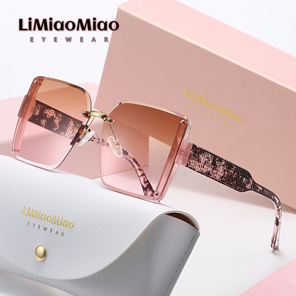 

Adventure-ready, Y2k-inspired Rectangular Fashion Glasses For - Fashionable , Gradient Lens, Metal Frame With Case & Cloth Included, Limiaomiao