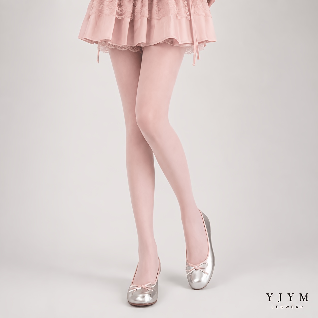 TEMU 1 Pair Light Pink Thin Tights, Women' Color Stockings, Japanese For Spring And Autumn