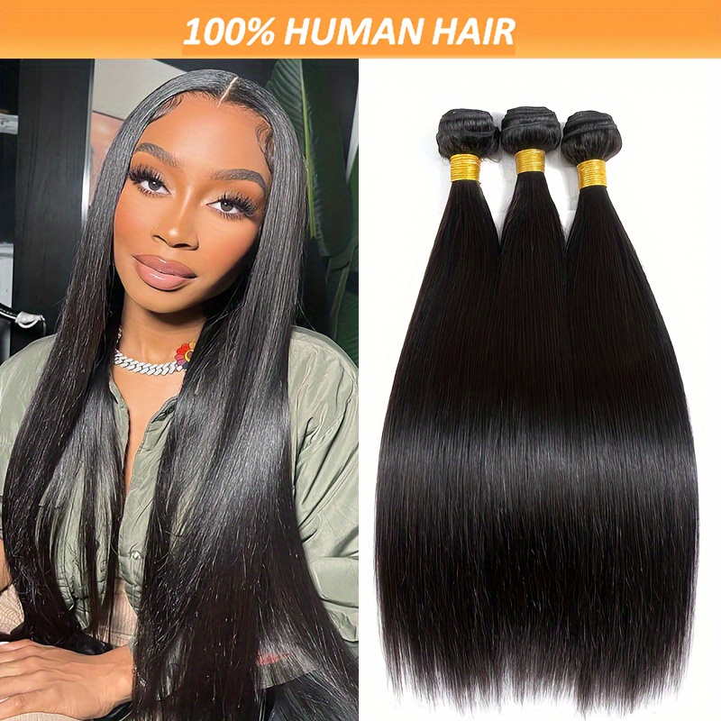 Brazilian Human Hair Extensions 3 Bundle Straight 50g Each Brazilian Straight Hair Bundles Extensions 50g Bundle 4  main image 2