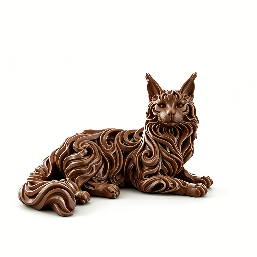 TEMU Statue Figurine de Chat Maine Coon Tourbillon - Plastique Marron Rétro Adapté à la Décoration de et du Bureau, / Ornement de Table, Sculpture