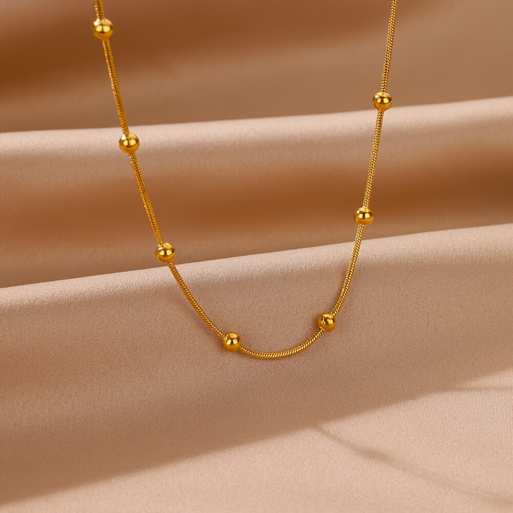 

Simple And Elegant 18k Gold Plated Stainless Steel Chain Necklace For Women, Suitable For Daily Wear And Occasional Events