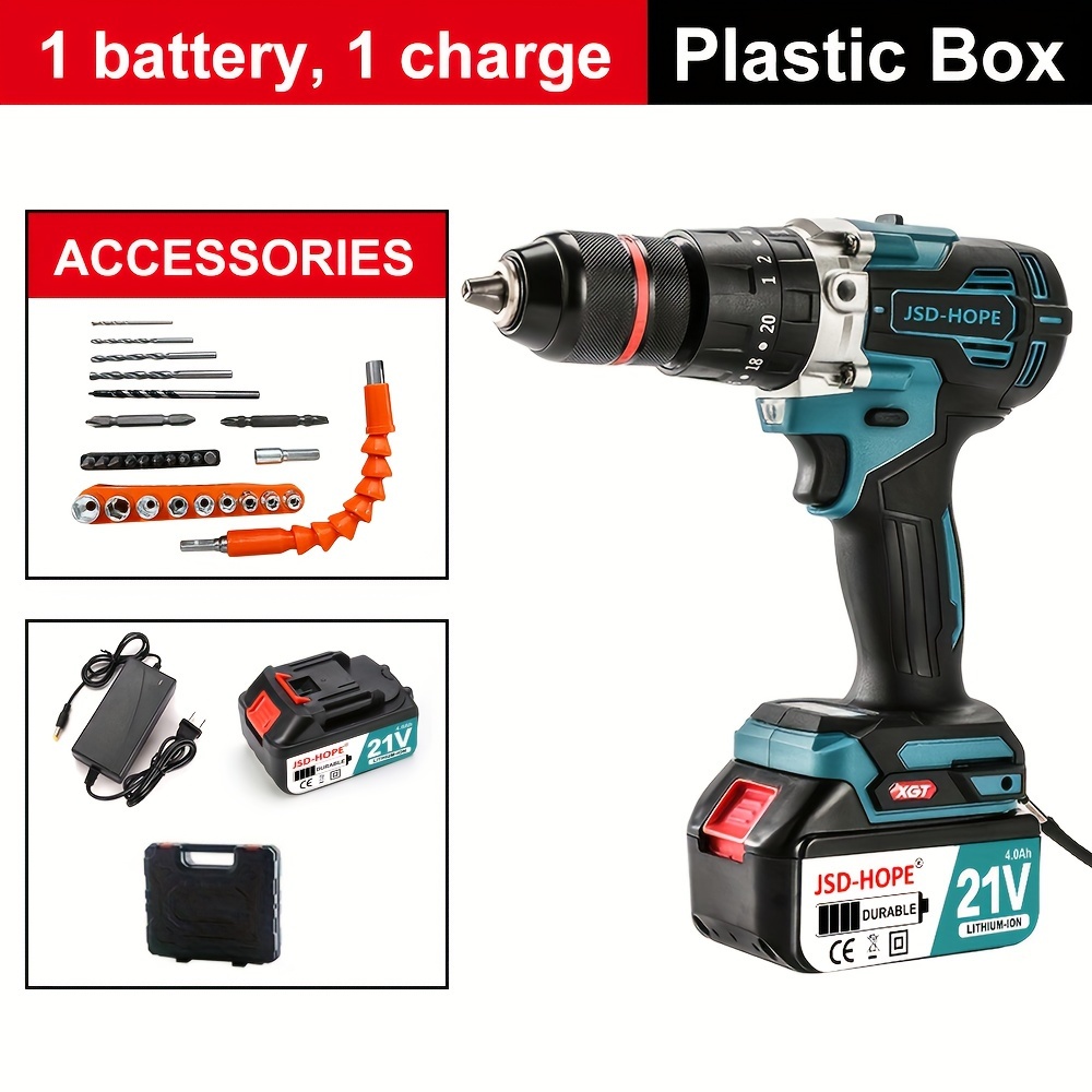 High Power Brushless Lithium Electric Drill Impact Drill - Temu
