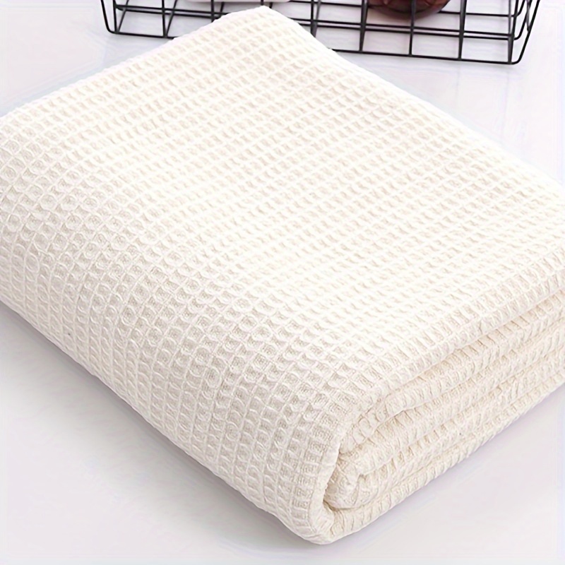 Solid Color 100% Cotton Waffle Weave Throw Blanket Soft Cozy