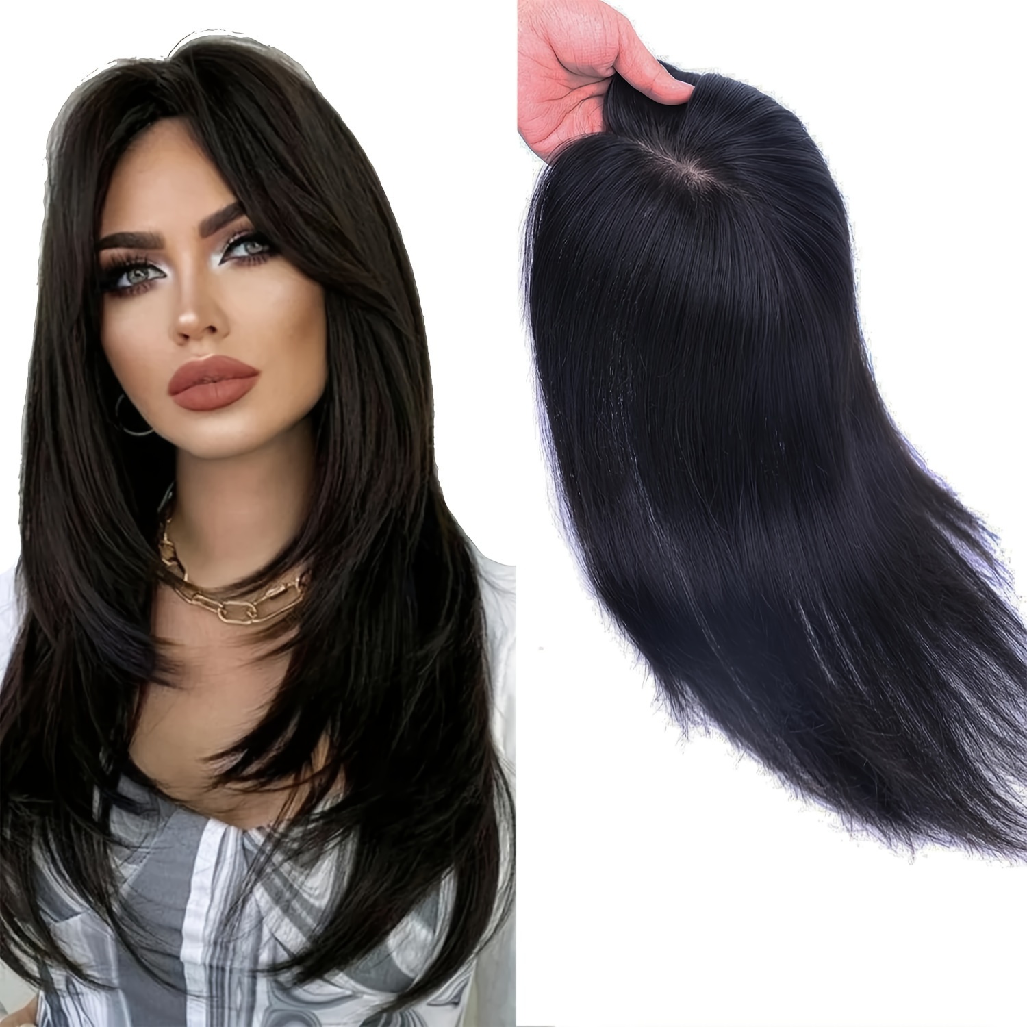 

10x13cm Hair Toppers Human Hair Pieces With Thinning Hair Human Hair Toppers With No Bangs Top Hair Extensions Upgrade Swiss Topper For Thinning Hair For Women