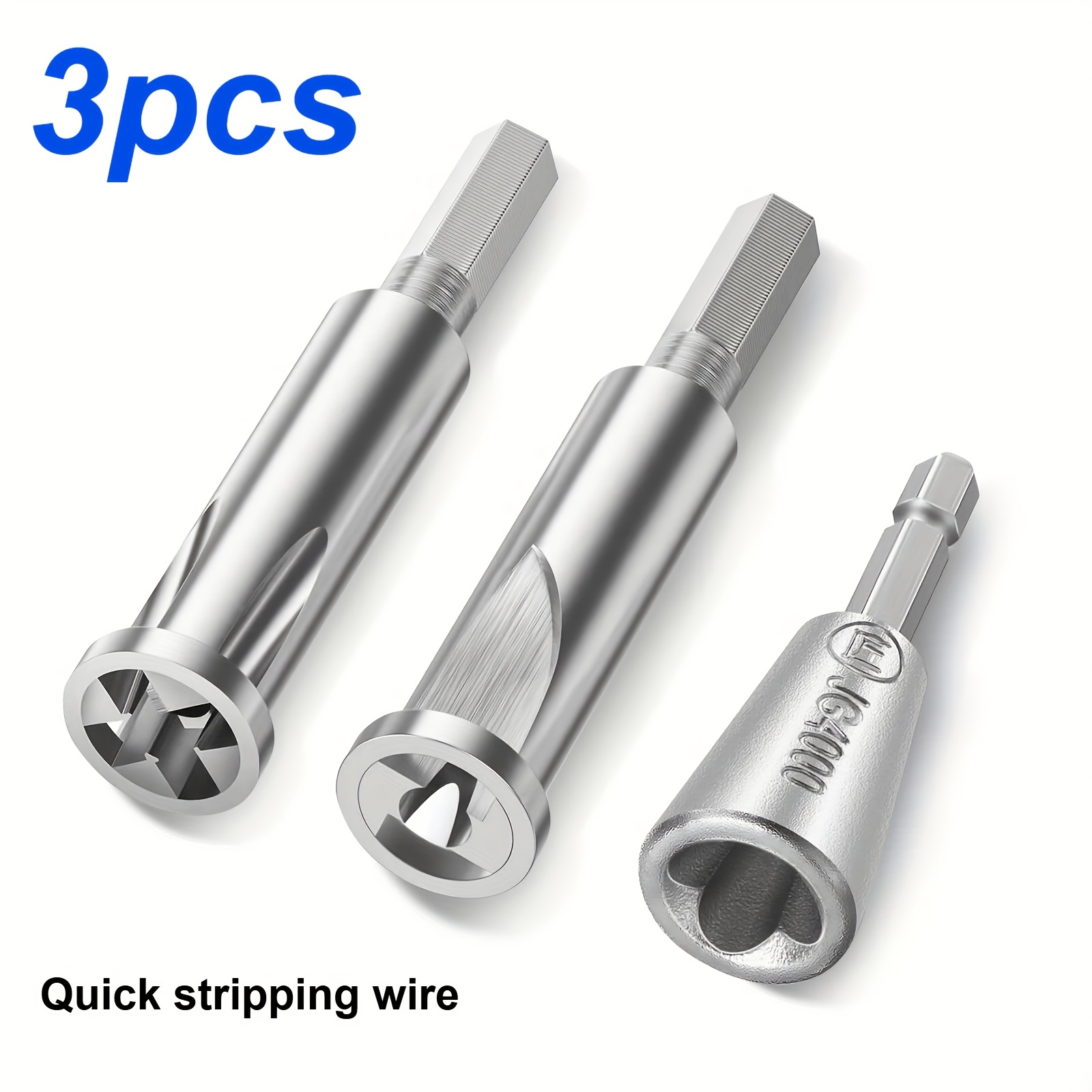 

3pcs Hexagonal Handle Wire Wrapping Tool Set - Steel, Wire Stripper And Wire , Quick Cable Connector For Drill Driver, Electrician Nut Connector Hand Tool