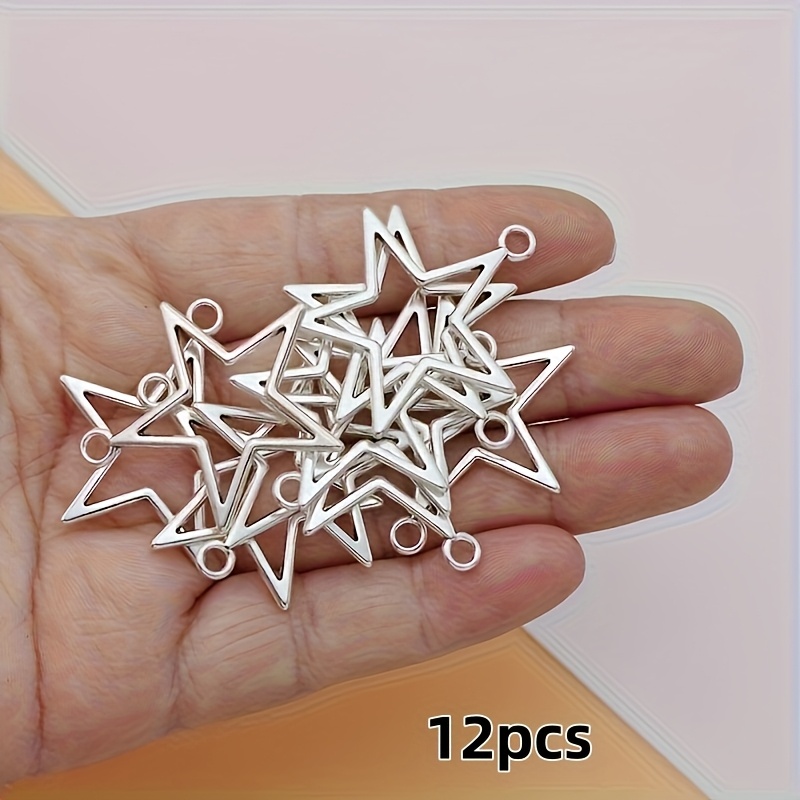 12pcs Fashionable Hollow Star Pendant, Alloy Geometric Star Bracelet Earring Necklace Jewelry, Ramadan Gift