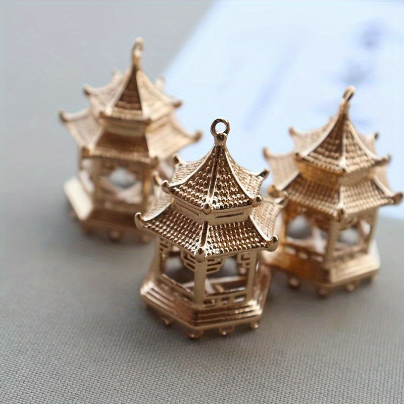 

2pcs Vintage Gold-plated Copper Gazebo Ornaments - , Diy Bonsai & Fish Decor, Ideal Thanksgiving Gift