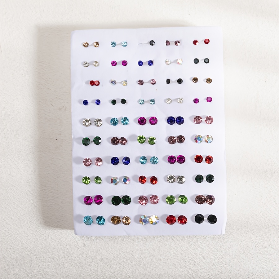 

Elegant 50-pair Mixed Size Crystal Stud Earrings Set - Parties & Valentine's Gifts