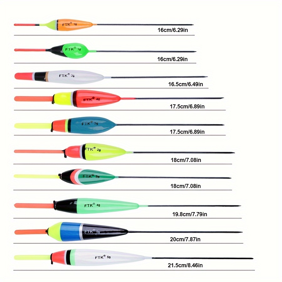 Image of Ftk 10pcs 0.035oz, 0.070oz, 0.105oz,0.176oz,0.141oz Fishing Buoy Set Buoy Mixed Size Carp Buoy Fishing Colors