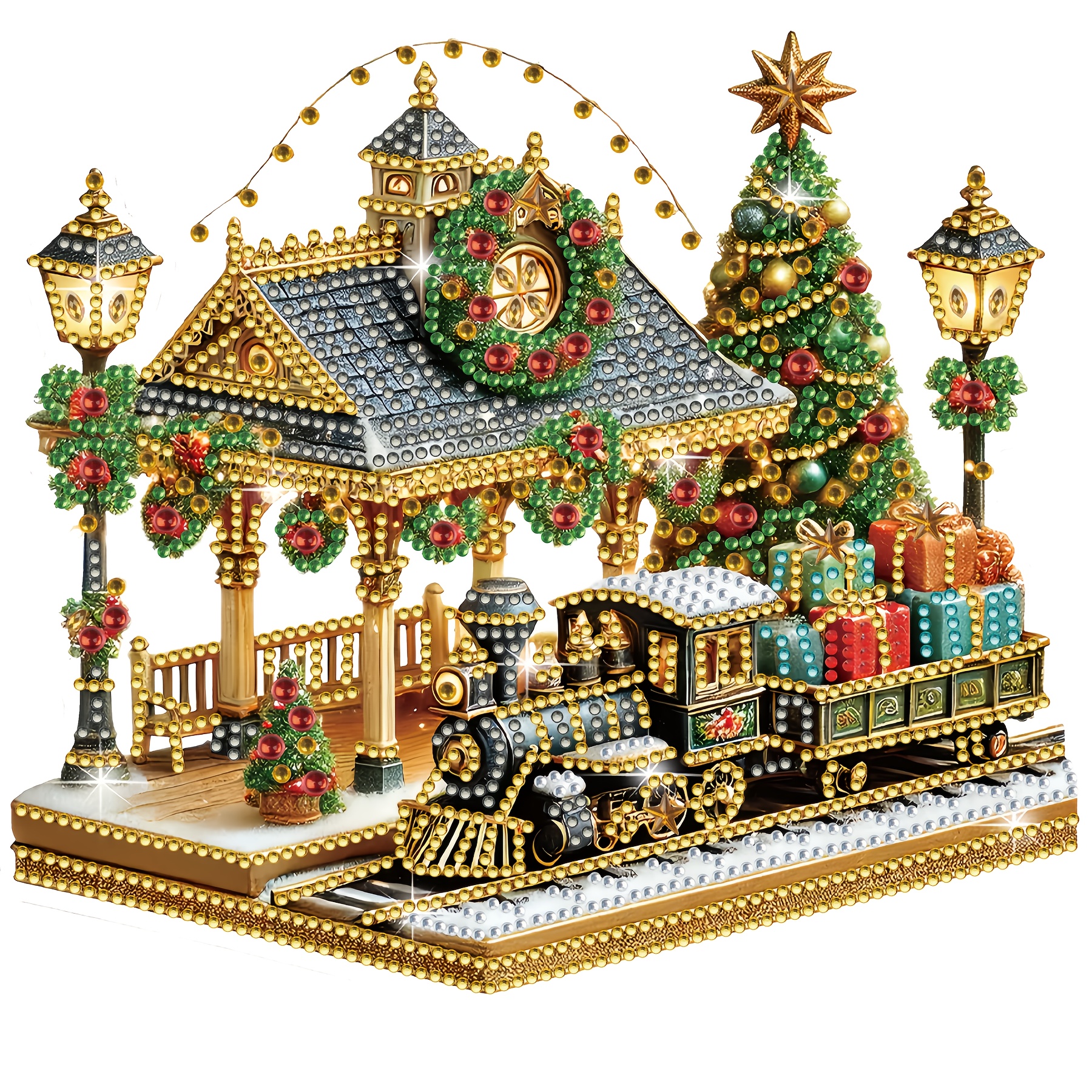 Diamond Painting Christmas Train Station 5d Christmas Christmas Gift More Beautiful After