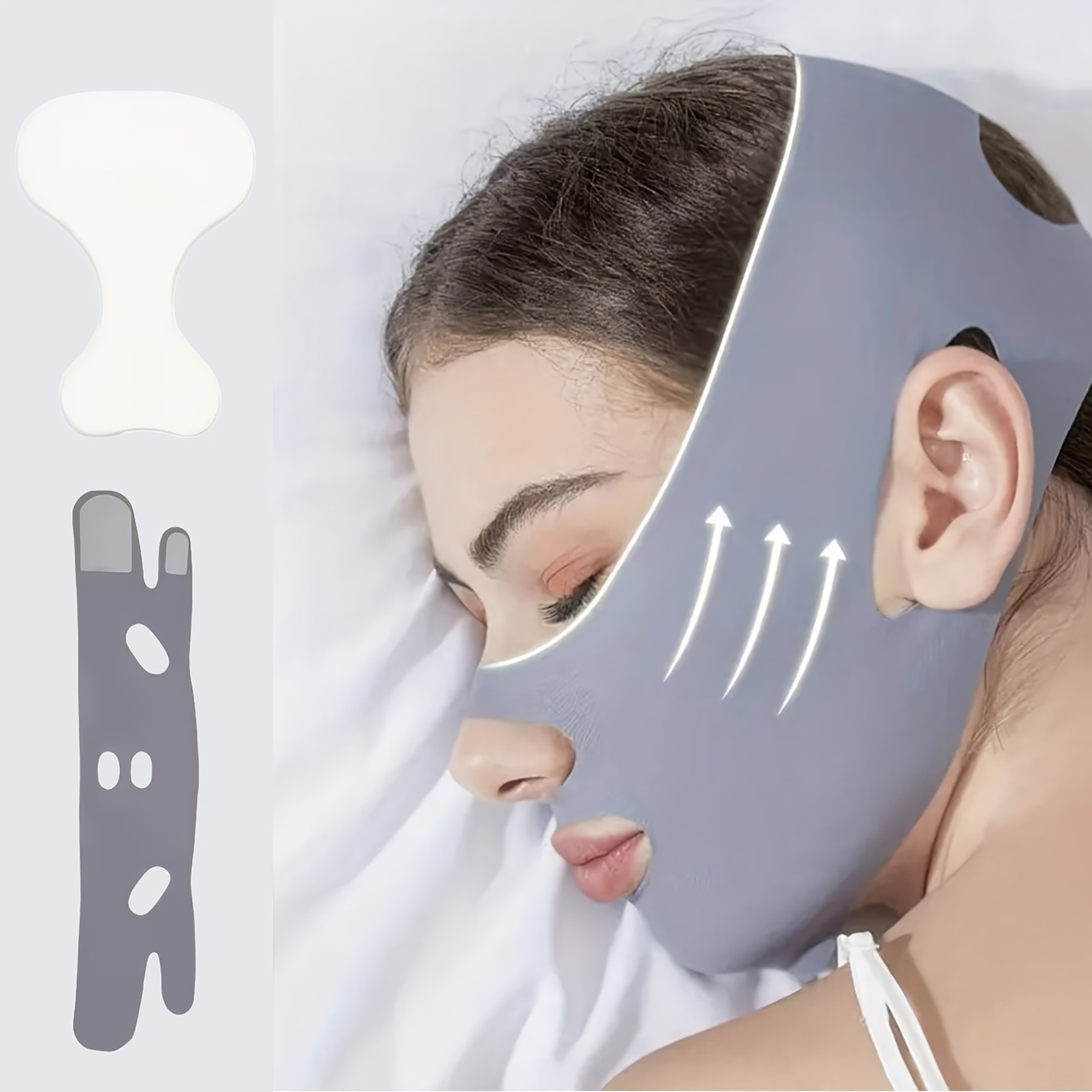 Image of Lifting Mask & Face Lift Tape Set, Professional Jawline Shaper With Invisible Lifting Patches, Breathable Facial Strap For Double Chin Reducer, Firming Skin Wrap For Overnight, Aesthetic Self-care
